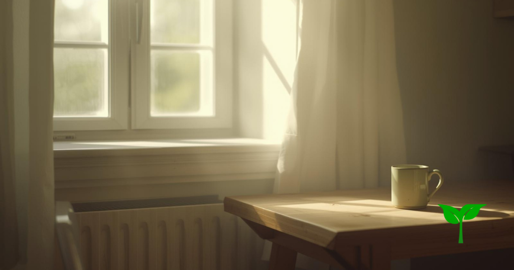 朝の柔らかい間接光が差し込むキッチンや窓辺