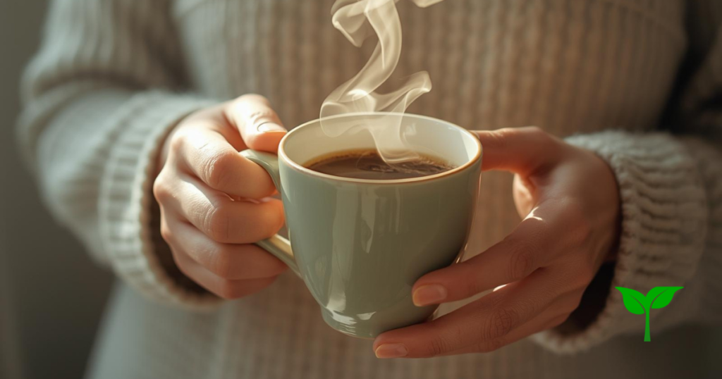 柔らかな朝の光の中でコーヒーを淹れるシーン