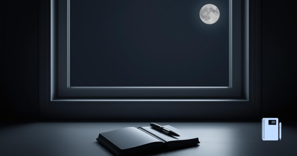 月の光の窓辺にノート