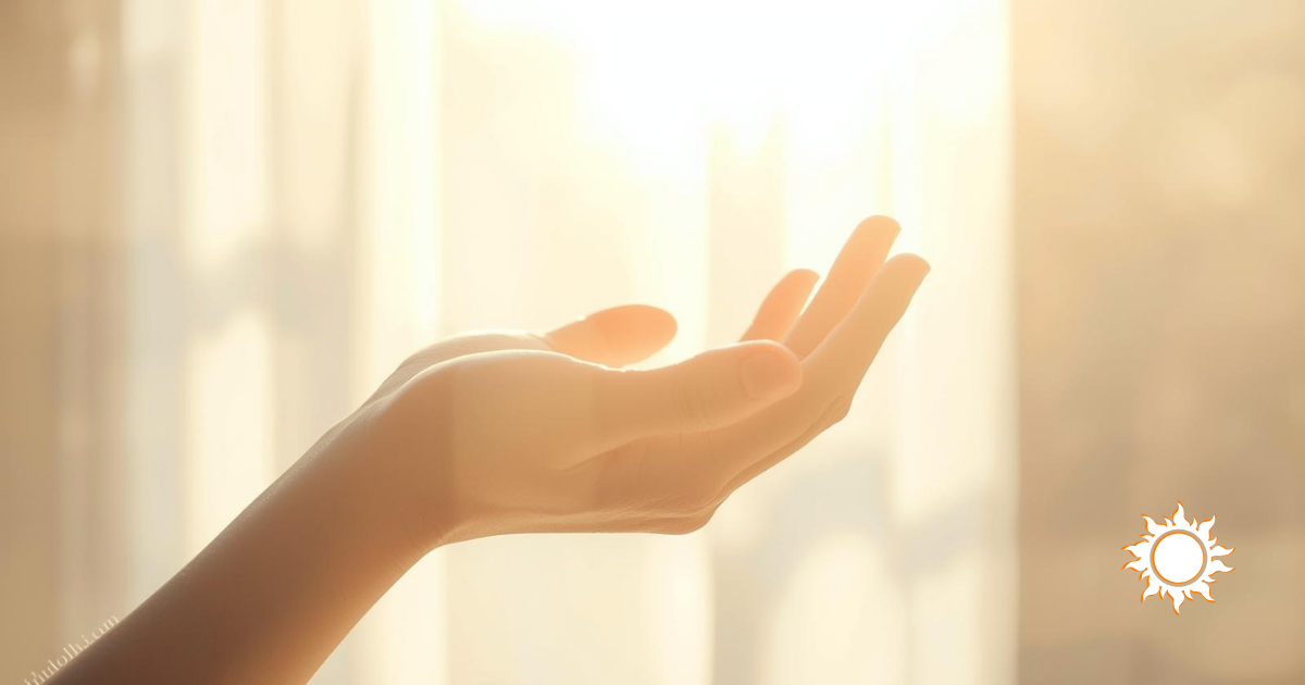 warm soft sunlight, gentle glow, subtle hand-like warmth