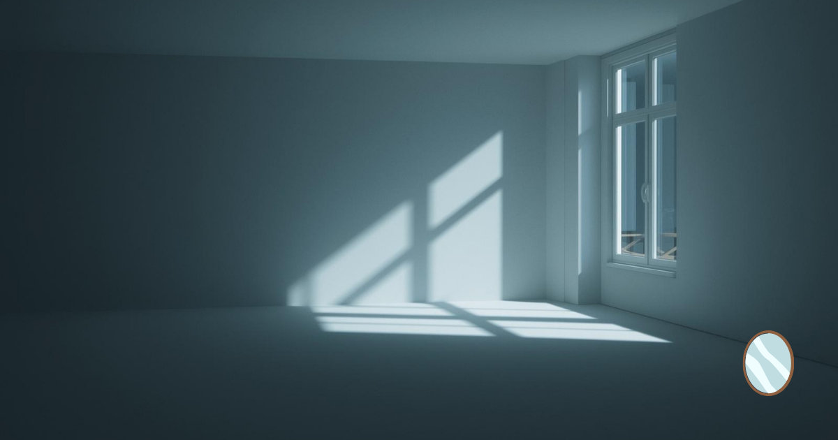 夜の室内、窓から差す弱い光と影のコントラスト