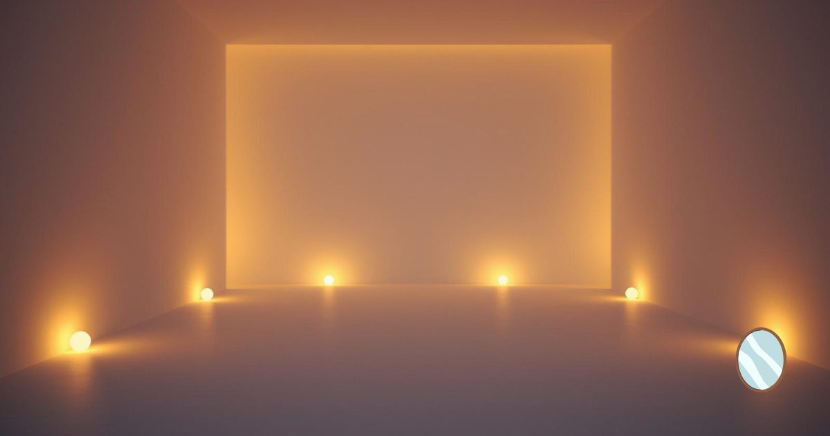 夜の室内、消えかけの灯り、静かな余白